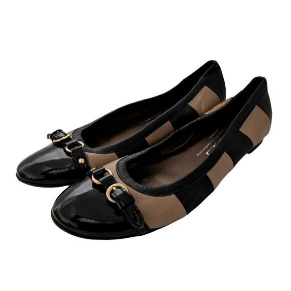 AGL Stripe Ballet Flat Shoes Womens Size 8 Attilio Giusti Leombruni Horsebit Cap - Picture 1 of 7